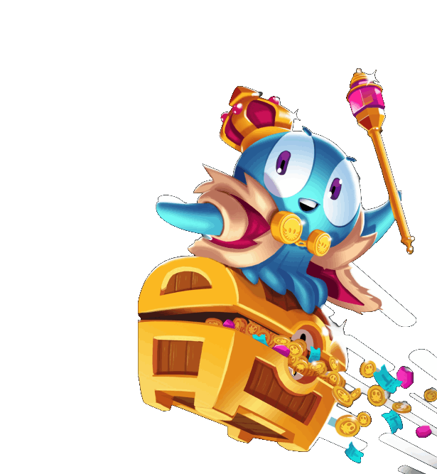 Octopus king on a treasure chest